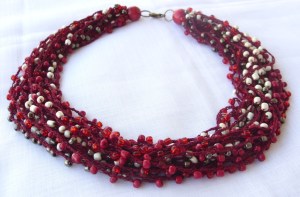 Cherry Red - Bead crochet necklace