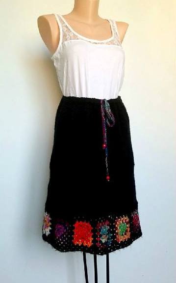 Fusta stilizata ethno crosetata