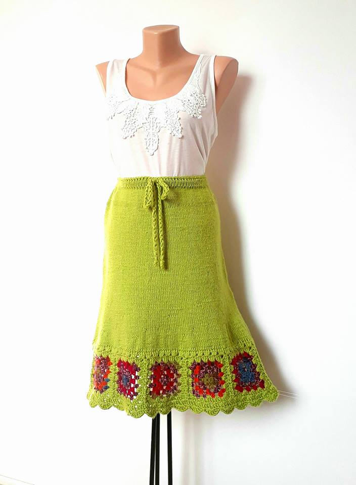 Fusta tricotata verde crud